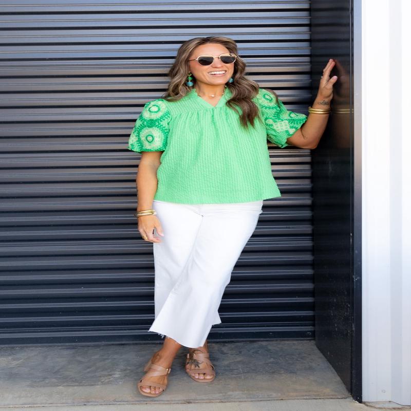 Greener Days Short Sleeve Green Top