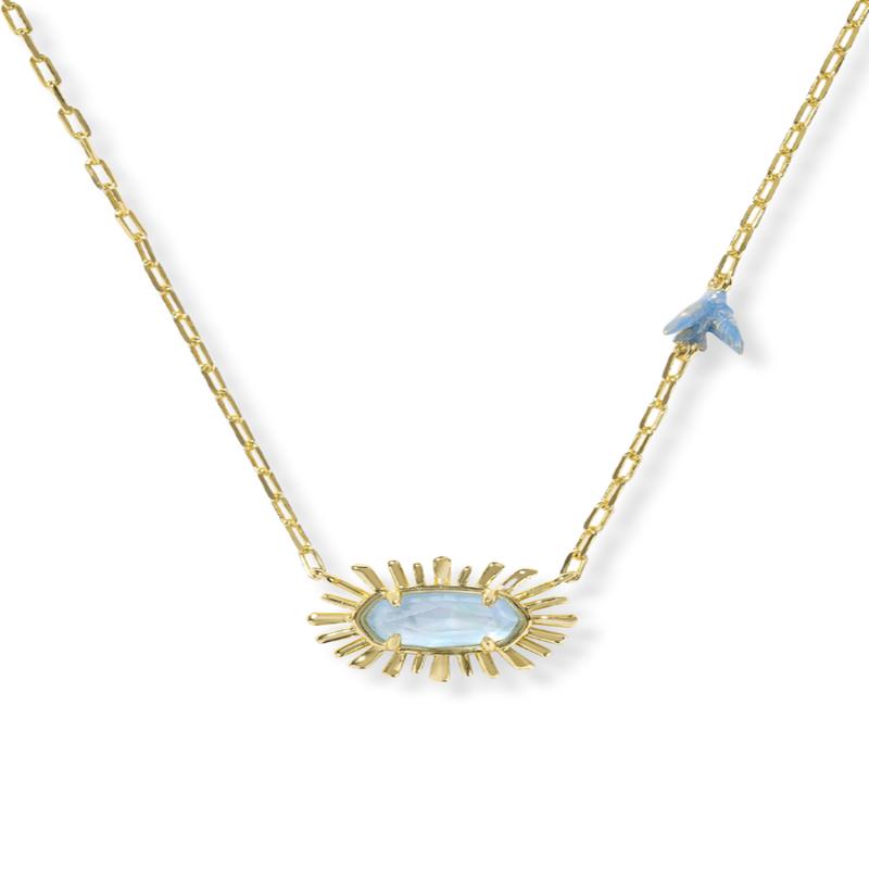 Kendra Scott Elisa Sky Blue MOP Bird Pendant Necklace