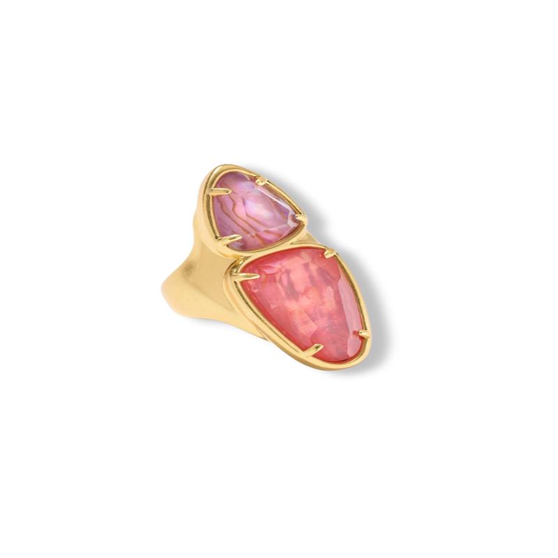 Kendra Scott Margot Vintage Gold Pink Mix Size 6 Cocktail Ring