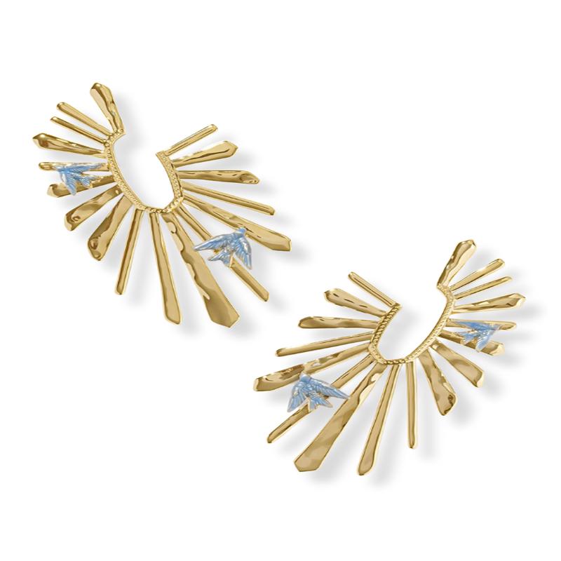 Kendra Scott Melody Blue Enamel Bird Hoop Earrings