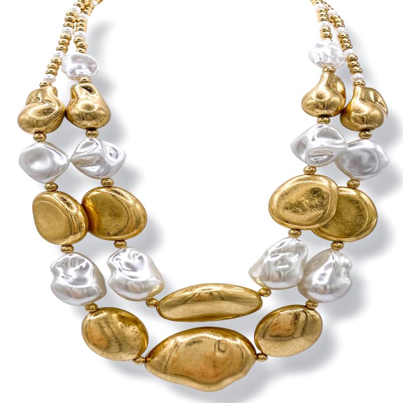 Lyra Chunky Pearl & Nugget Layered Necklace
