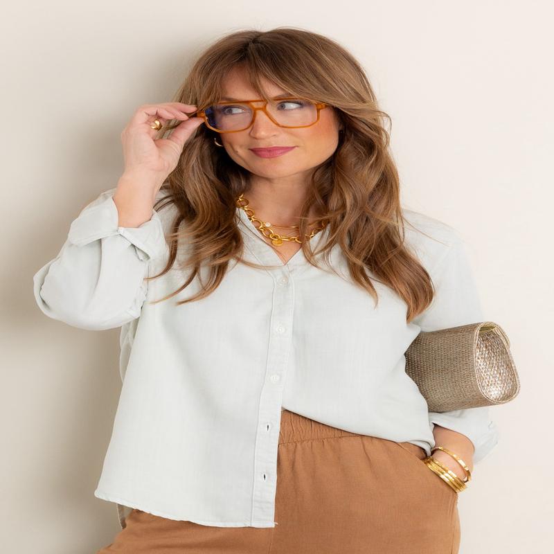 Presley Long Sleeve Aqua Mist Top - FINAL SALE