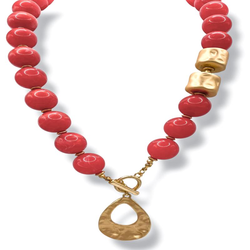 Reya Hammered Teardrop & Beaded Necklace