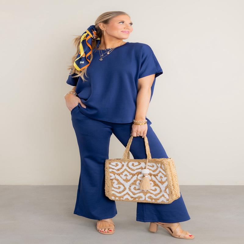 Try Your Best Navy Short Sleeve Top & Pant Set