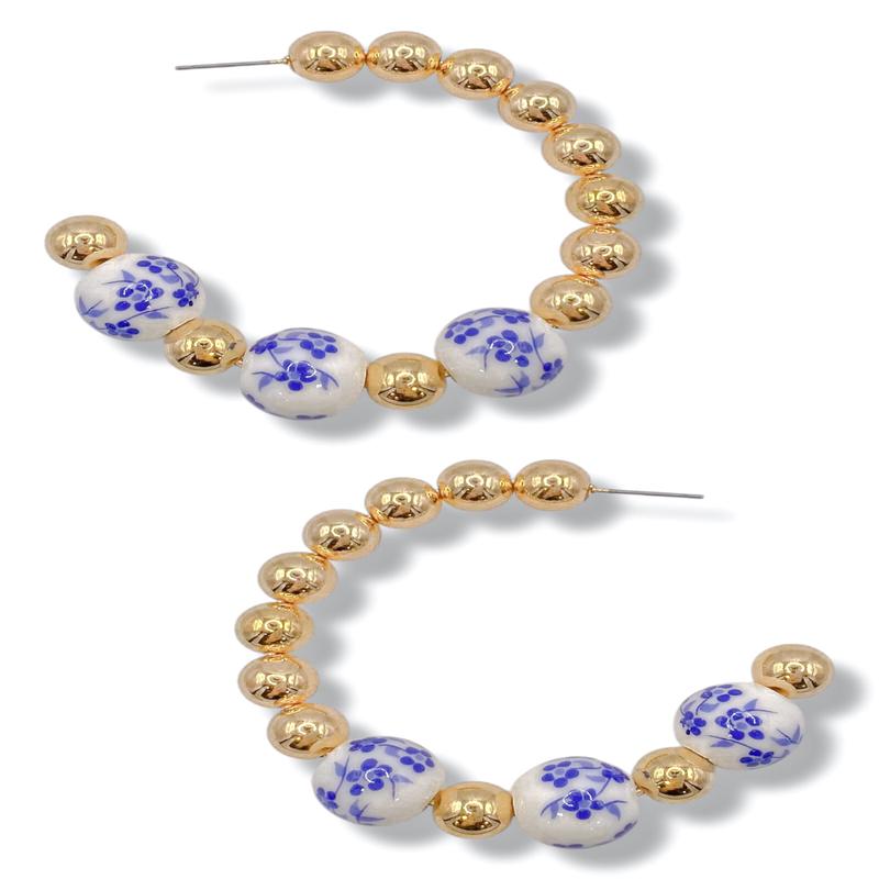 Vera Ceramic & CCB Ball Hoop Earrings