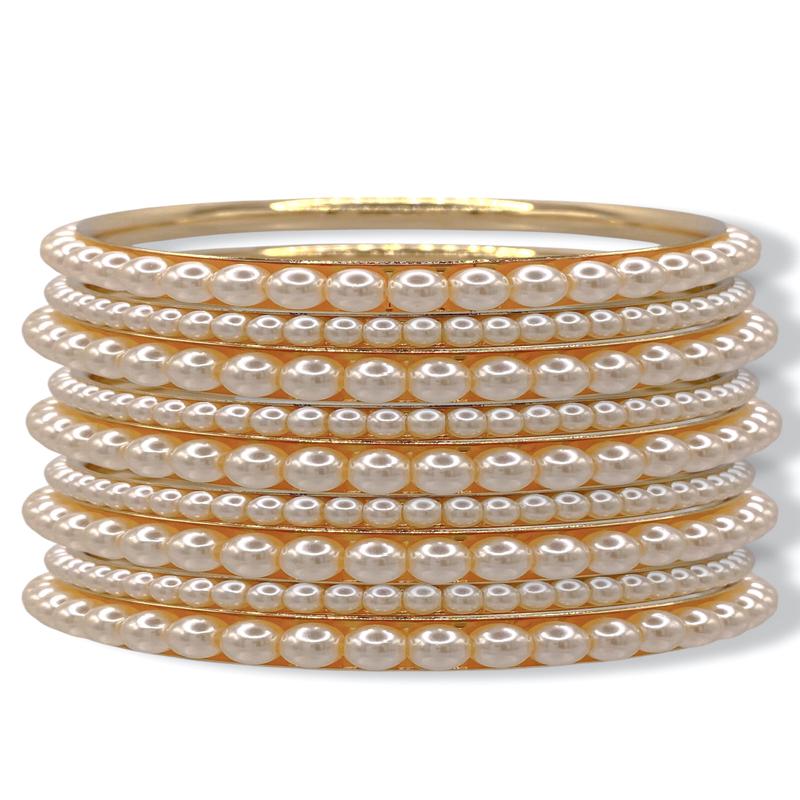 Alice Pearl Bangle Bracelet Set