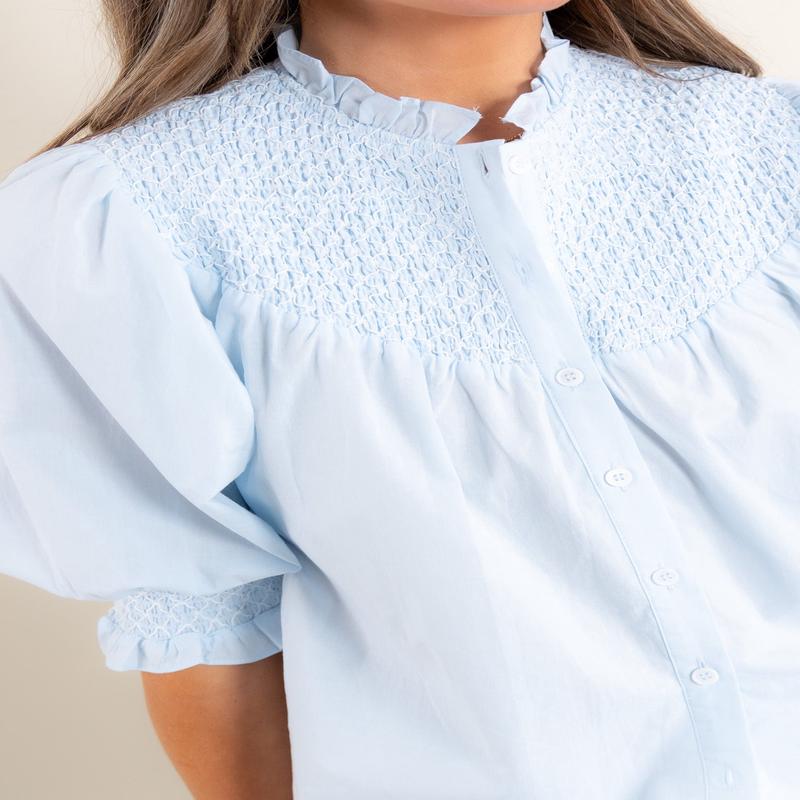 All On You Short Sleeve Baby Blue Top