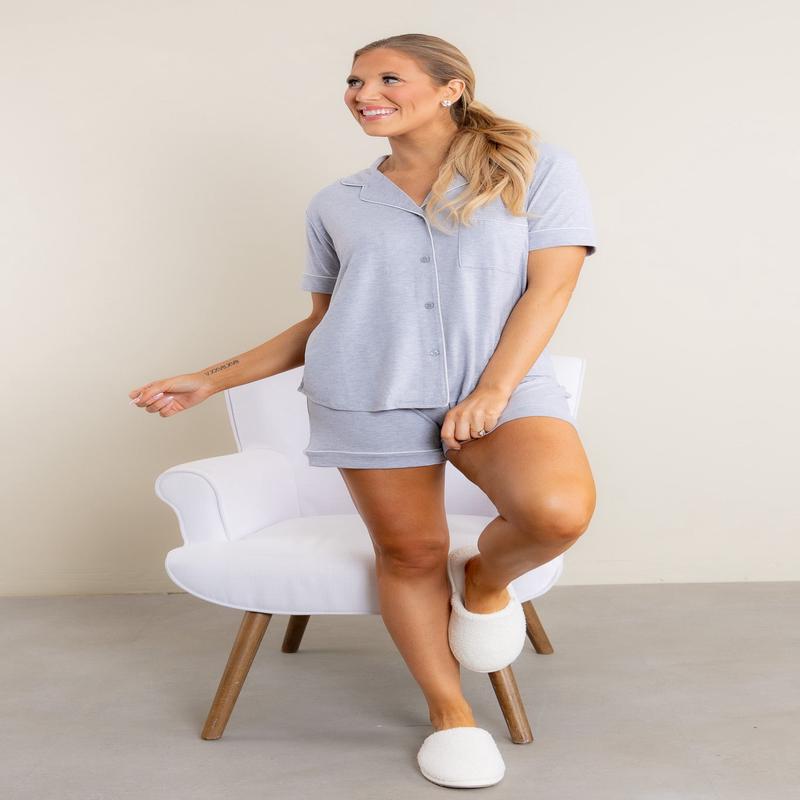 All You Know Heather Grey Pajama Short Set