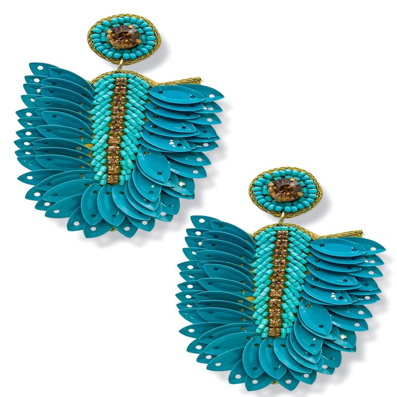 Brooke Teal Beaded Earrings *Final Sale*