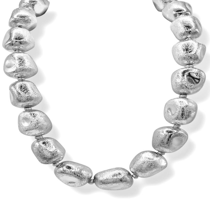 Eliza Silver Metallic Chunky Necklace