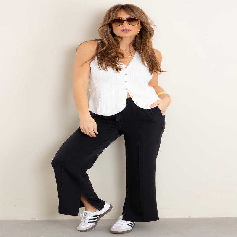 Genevieve Drawstring Black Straight Trouser *Final Sale*