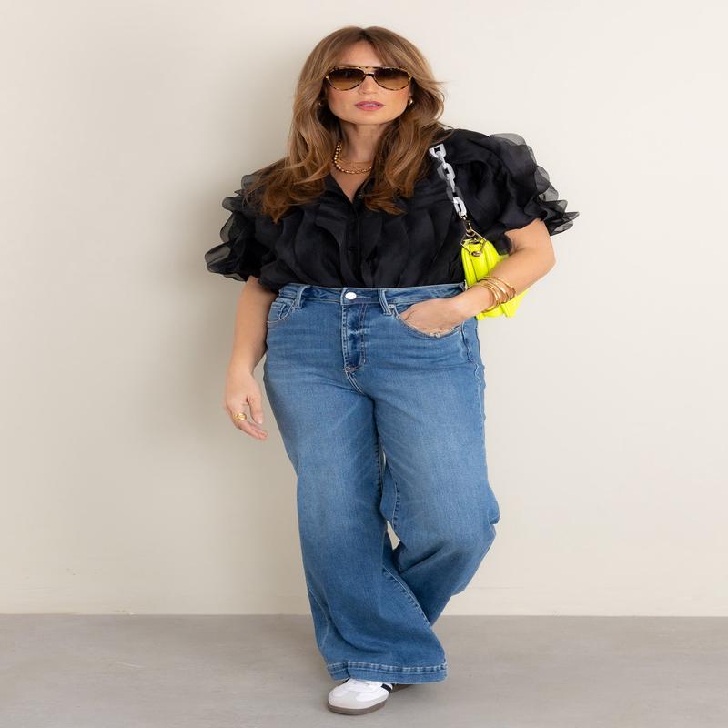 Jhen Ruffled Short Sleeve Black Top *Final Sale*