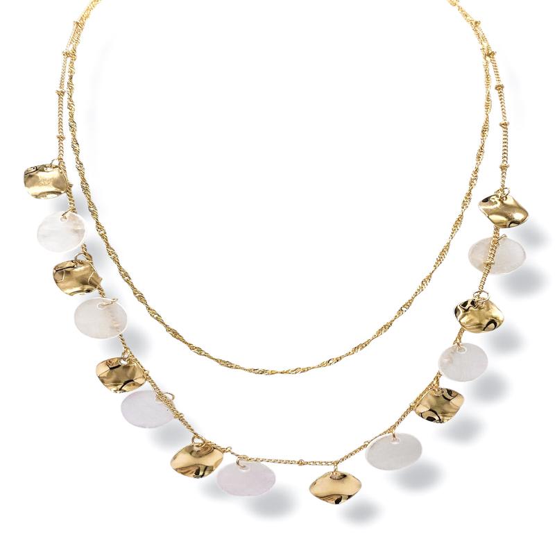 Lilibeth Disc Pearl & Metal Dual Necklace *Final Sale*