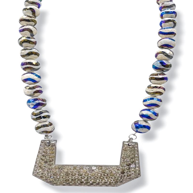 Made in the Deep South 1920s Buckle 1960s Painted Beads Necklace