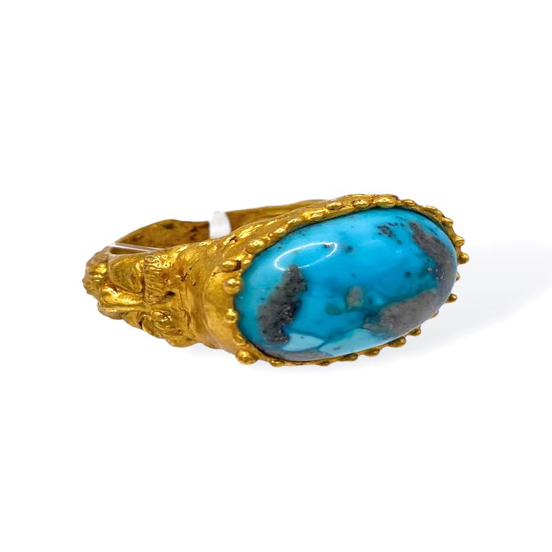 Made in the Deep South 1960s Turquoise 18kt Plated Ring Sz 7.5