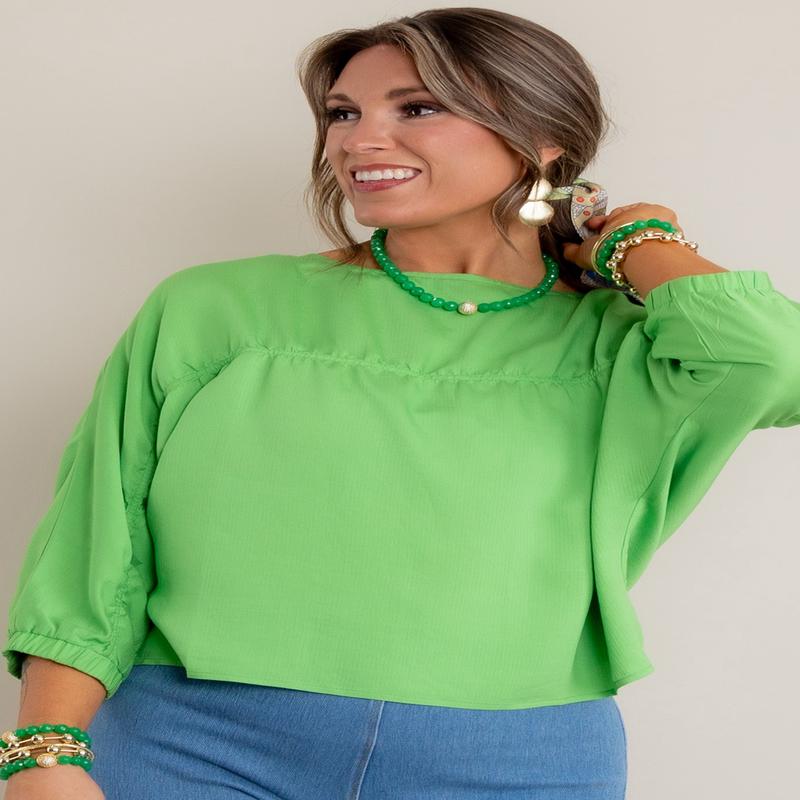 Make My Way Green Long Sleeve Top - FINAL SALE