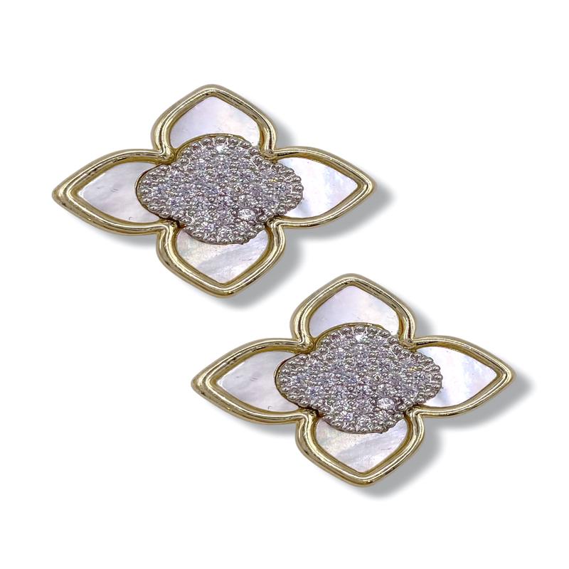 Melody CZ Clover MOP Earrings - FINAL SALE