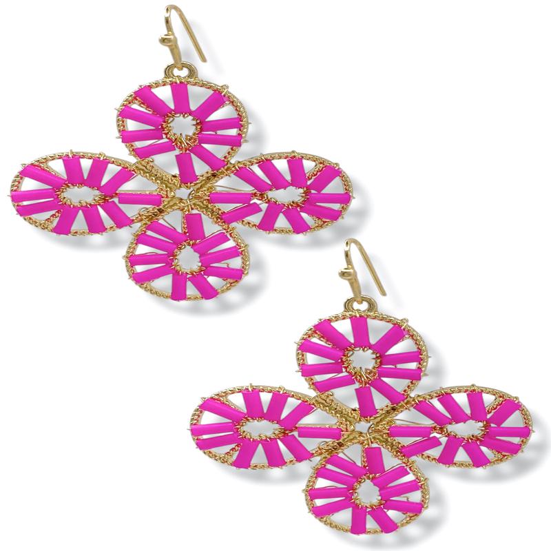 On Your Mind Hot Pink Flower Drop Earrings