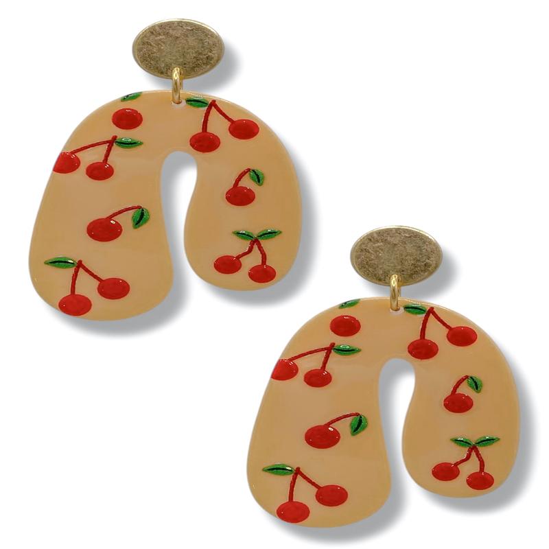 Pretty Please Cherry Print Acrylic Earrings *Final Sale*