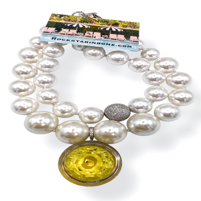 Rockstar In Rome Glass Pearl Necklace
