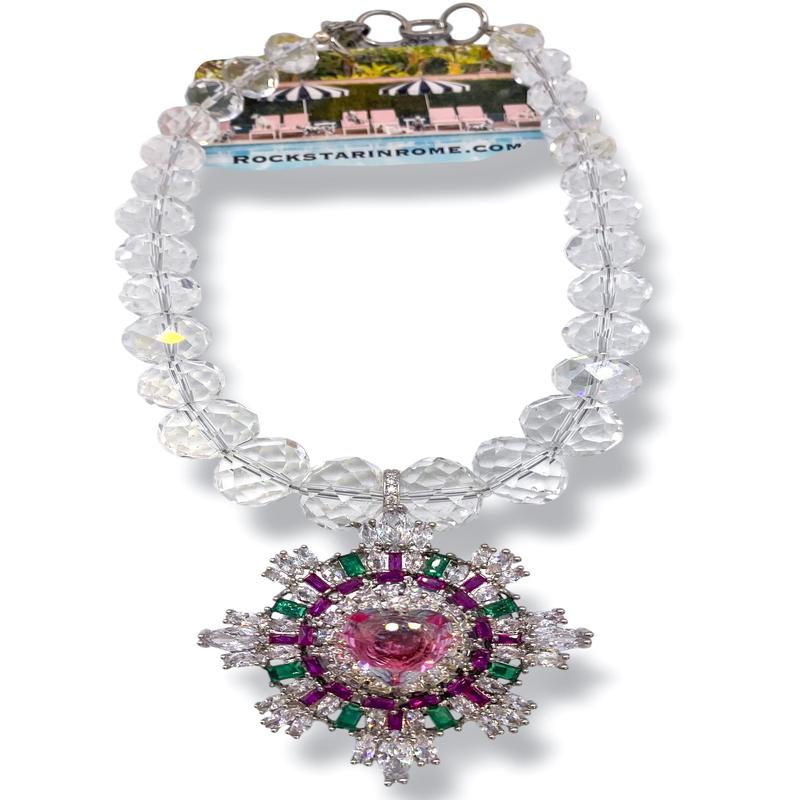 Rockstar in Rome Pink Tourmaline and Crystal Necklace