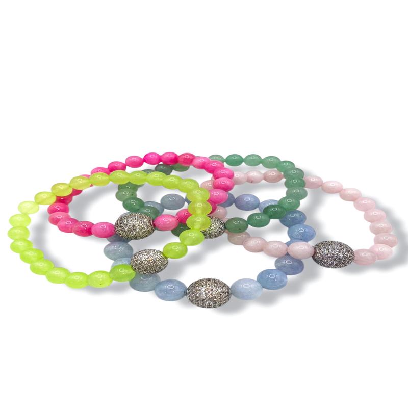 Rockstar in Rome Silver Quartz Pave Balls Bracelet Set of 5