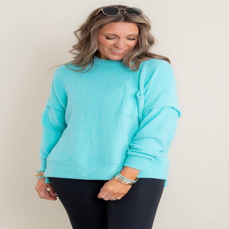 Simple Moment Turquoise Oversized Sweater - FINAL SALE