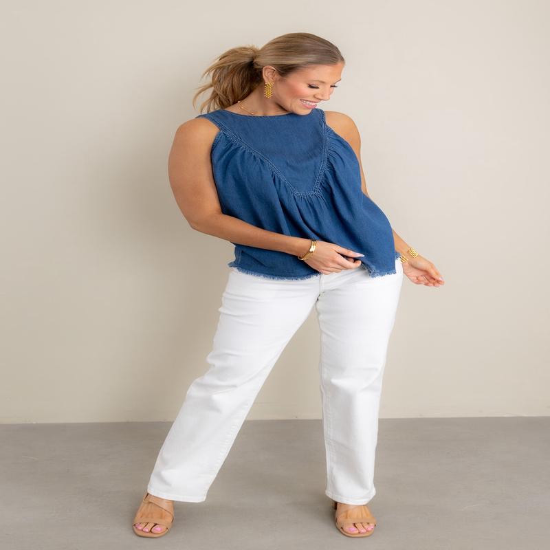 Vintage Charm Denim Sleeveless Tank