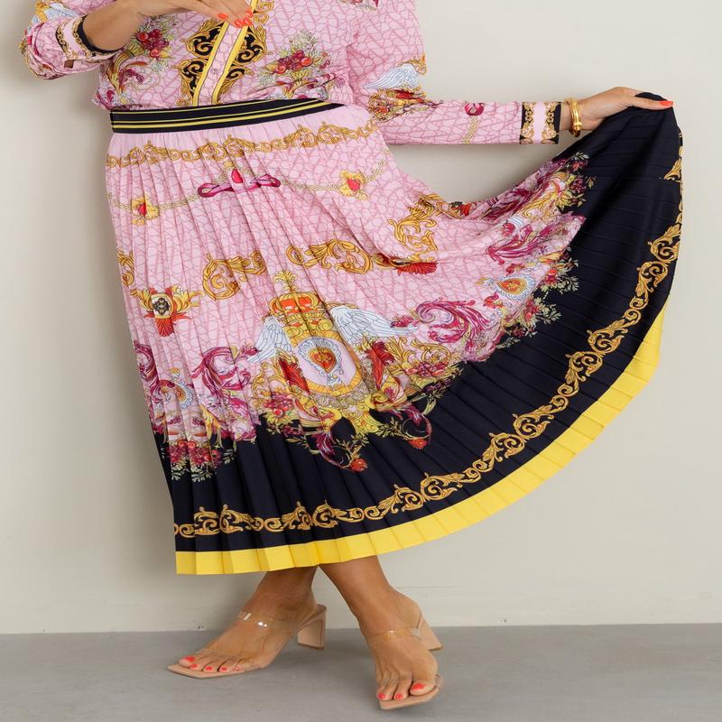 A.Z.I. Celeste Pink Multi Midi Skirt - FINAL SALE