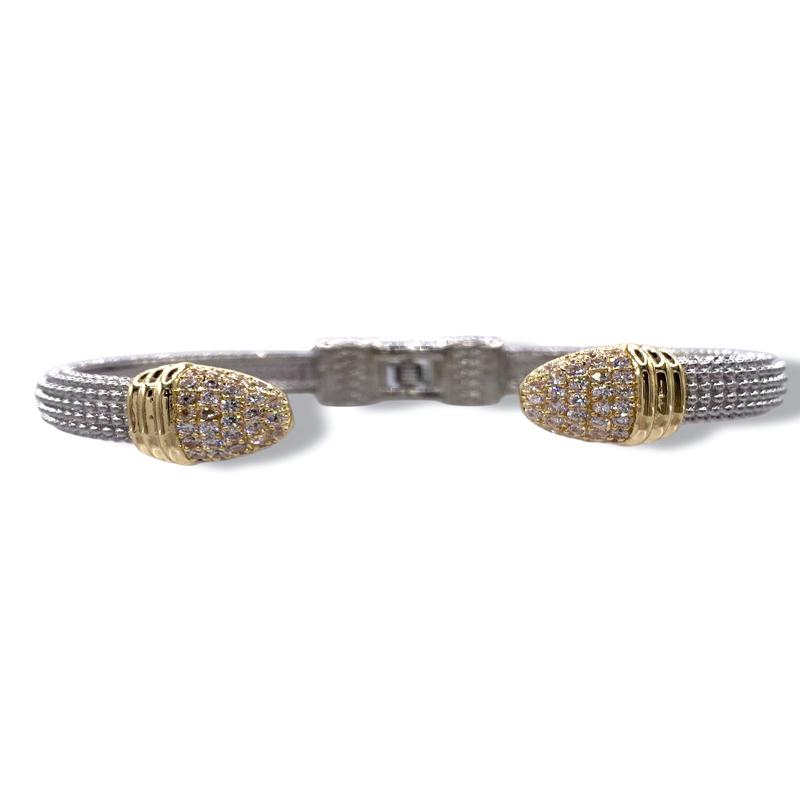Ava Two-tone CZ Edge Cuff Bracelet *Final Sale*