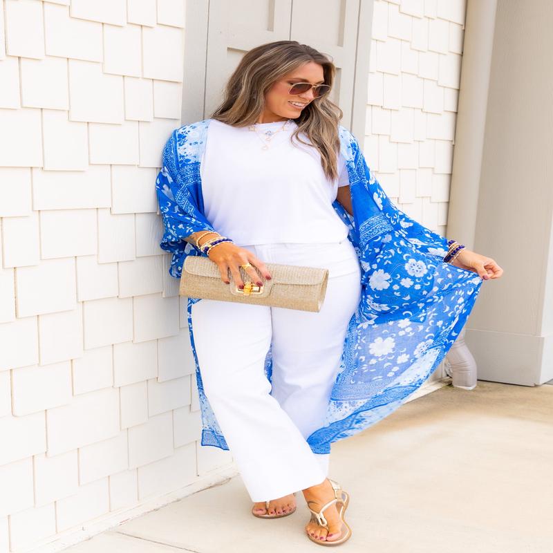 Carly Blue Floral Kimono *Final Sale*