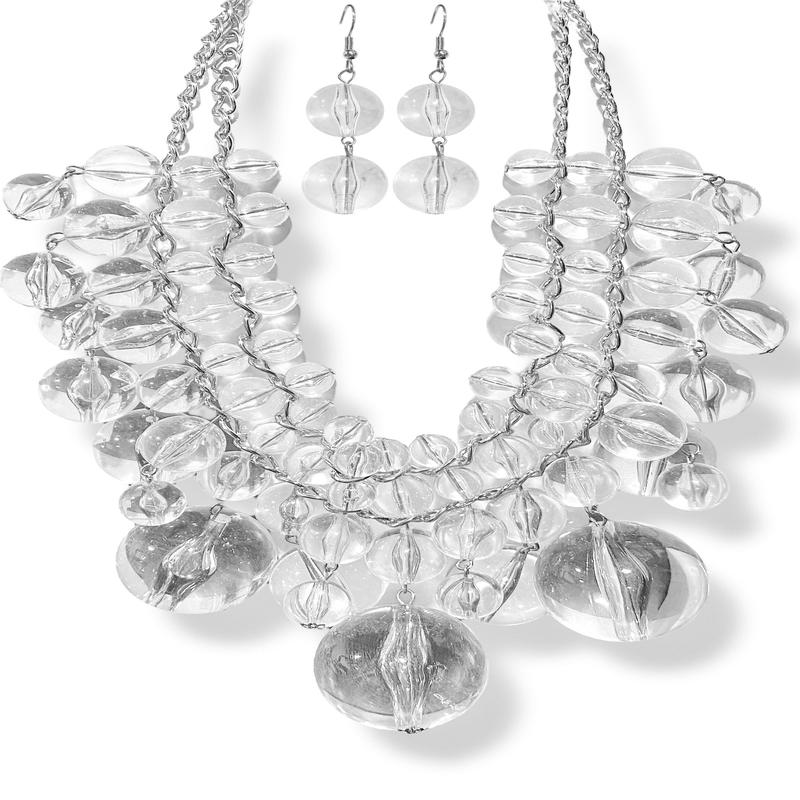 Clear View Statement Rhodium Necklace - FINAL SALE