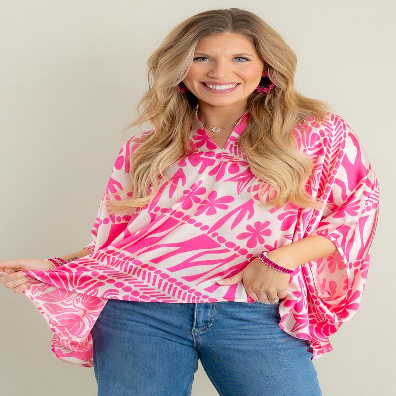 Dreams Of You Pink Printed Short Sleeve Top - FINAL SALE
