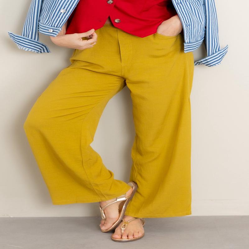 Follow You Anywhere Mustard Green Linen Pant - FINAL SALE