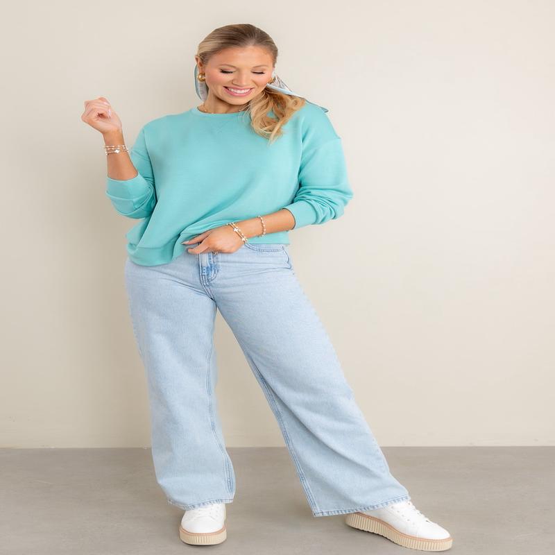 Good Side Turquoise Long Sleeve Top - FINAL SALE