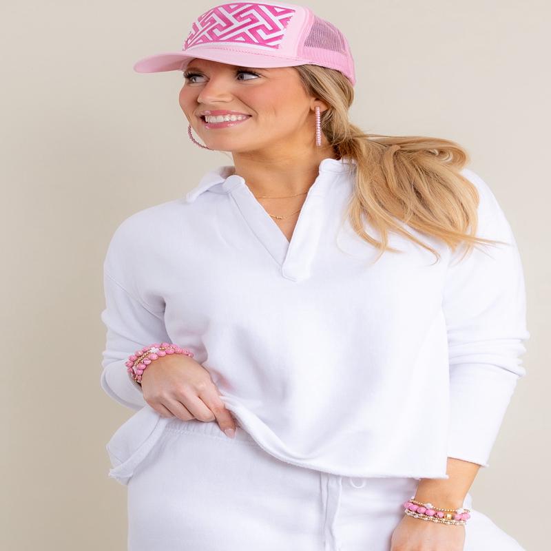 Malibu White Vintage Henley Long Sleeve Top