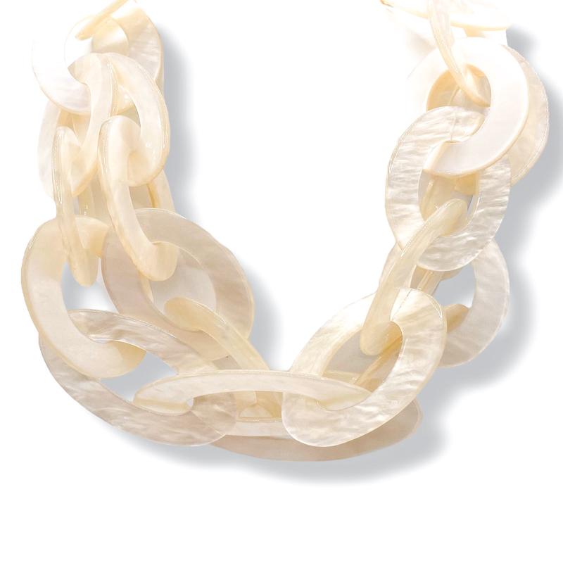 Out In The Open Ivory Oval Link Layer Necklace