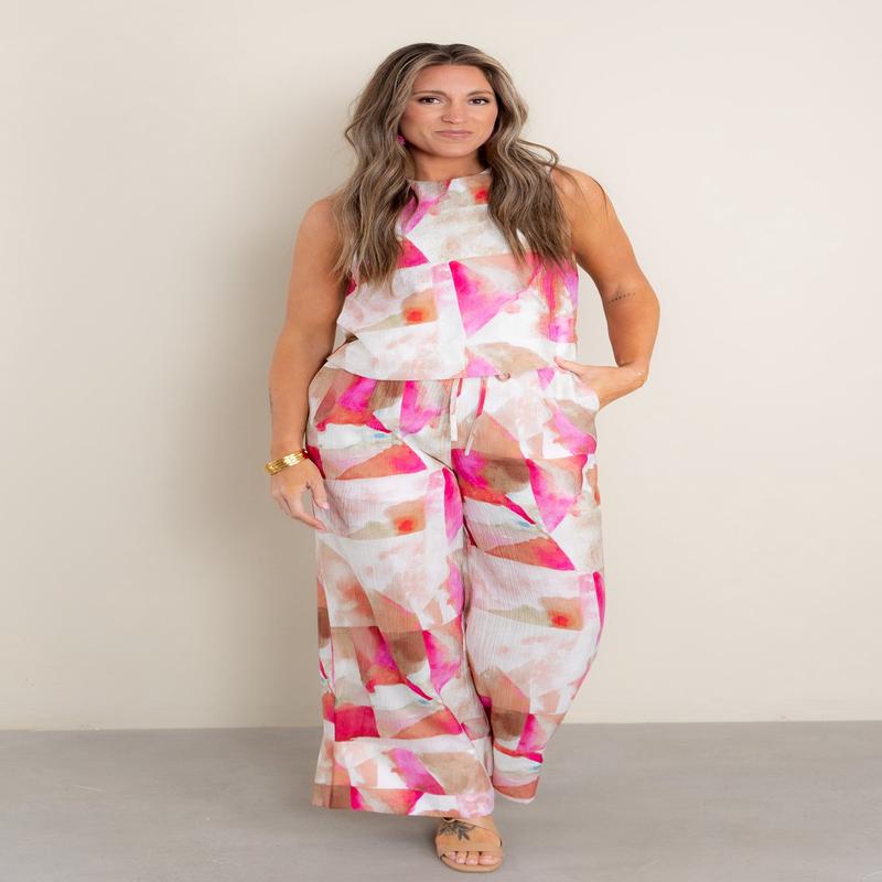 Piece Of Art Pink Multi Sleeveless Top *Final Sale*