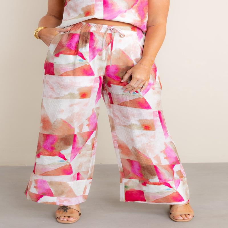 Piece Of Art Pink Multi Wide Leg Pant - FINAL SALE