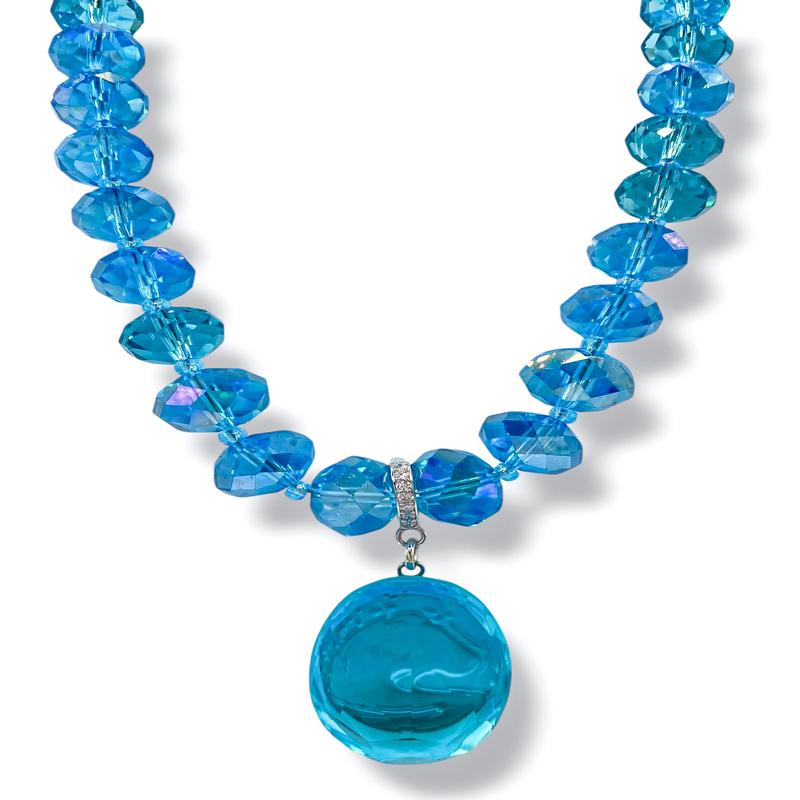 Rockstar In Rome Aqua Crystal Necklace