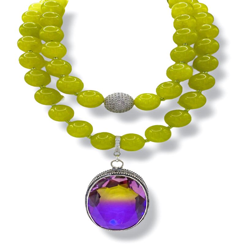 Rockstar In Rome Double Lime Necklace