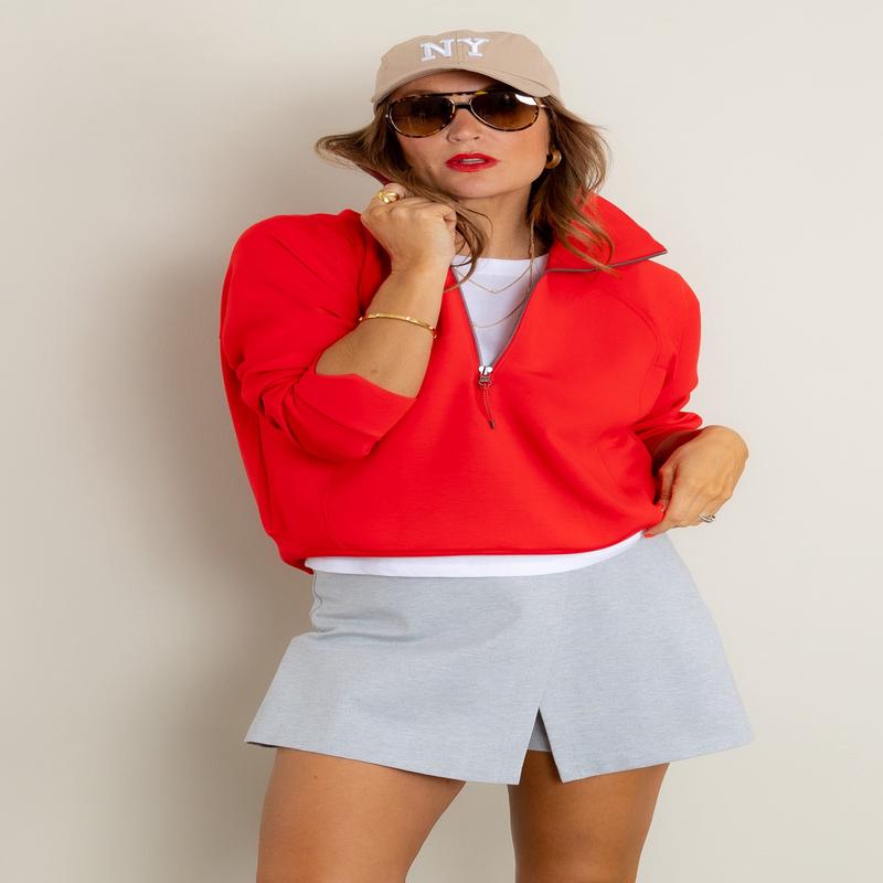 SPANX Airessentials Red Half Zip Pullover