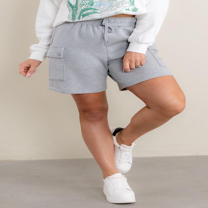 Tribal Light Grey Pull On Cargo Short