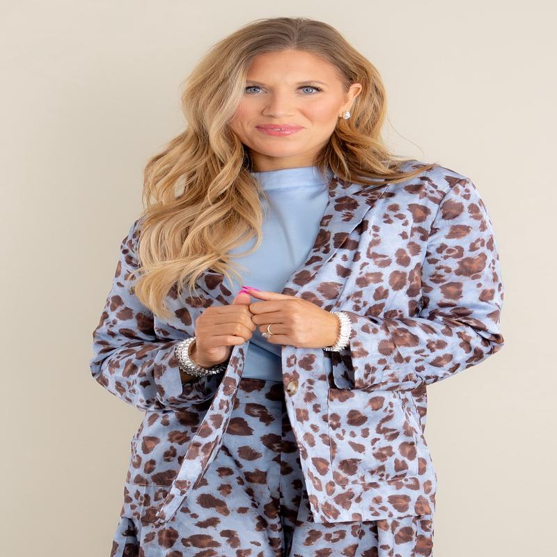 Wild Side Blue Leopard Long Sleeve Blazer - FINAL SALE