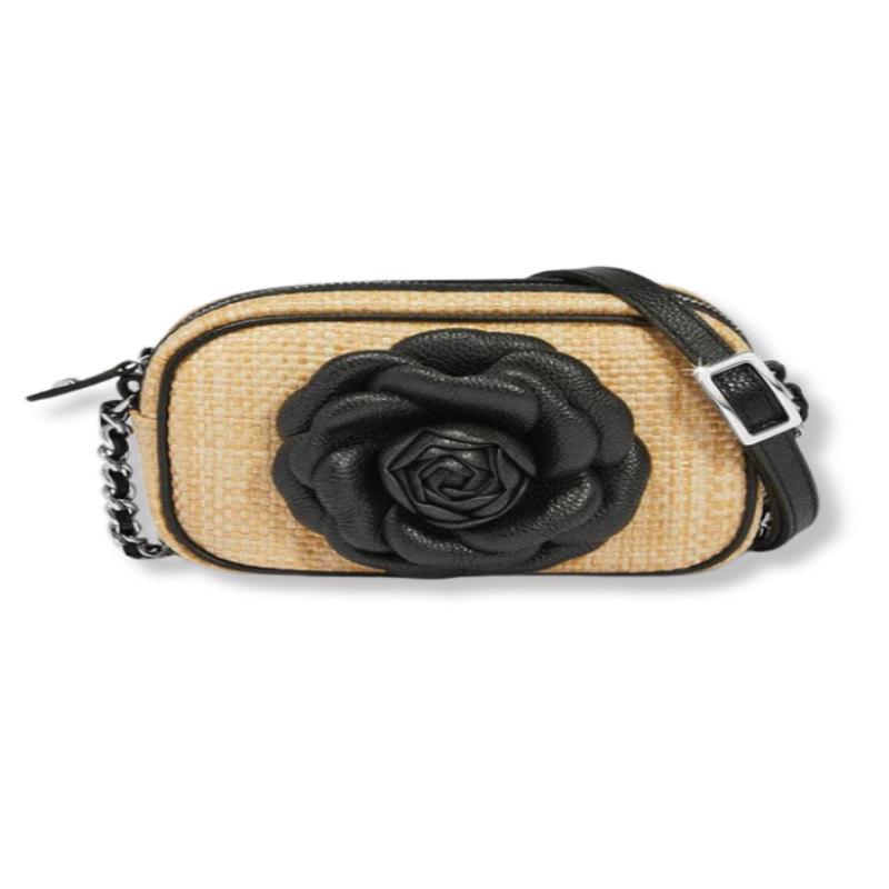 Brighton Rosie Black/Natural Straw Camera Bag