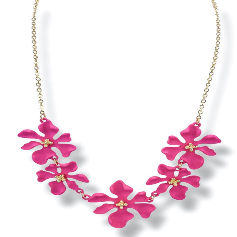 Cally Fuchsia Flower Necklace - FINAL SALE