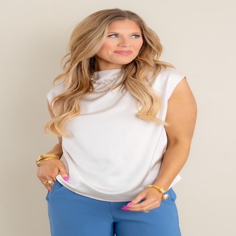 Jet Setter Cream Sleeveless Blouse