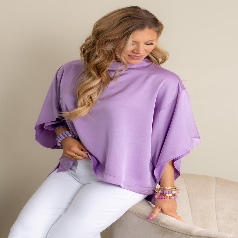 Morning Delight Short Sleeve Lavender Blouse