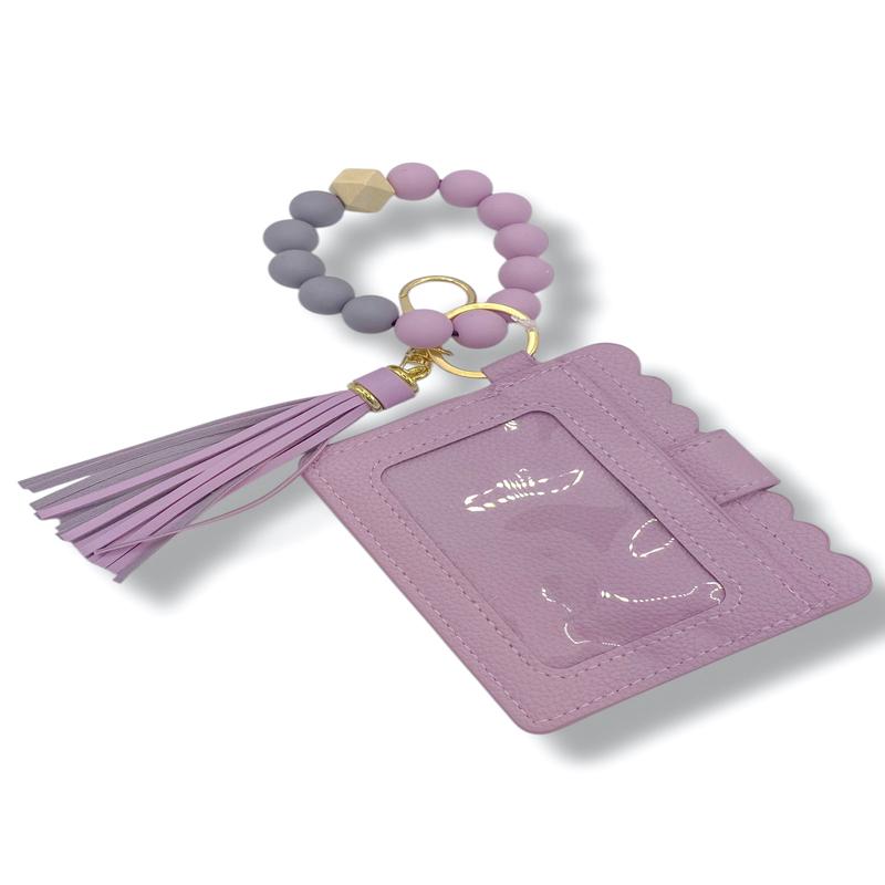 On The Go Lavender Card Holder Bracelet Keychain