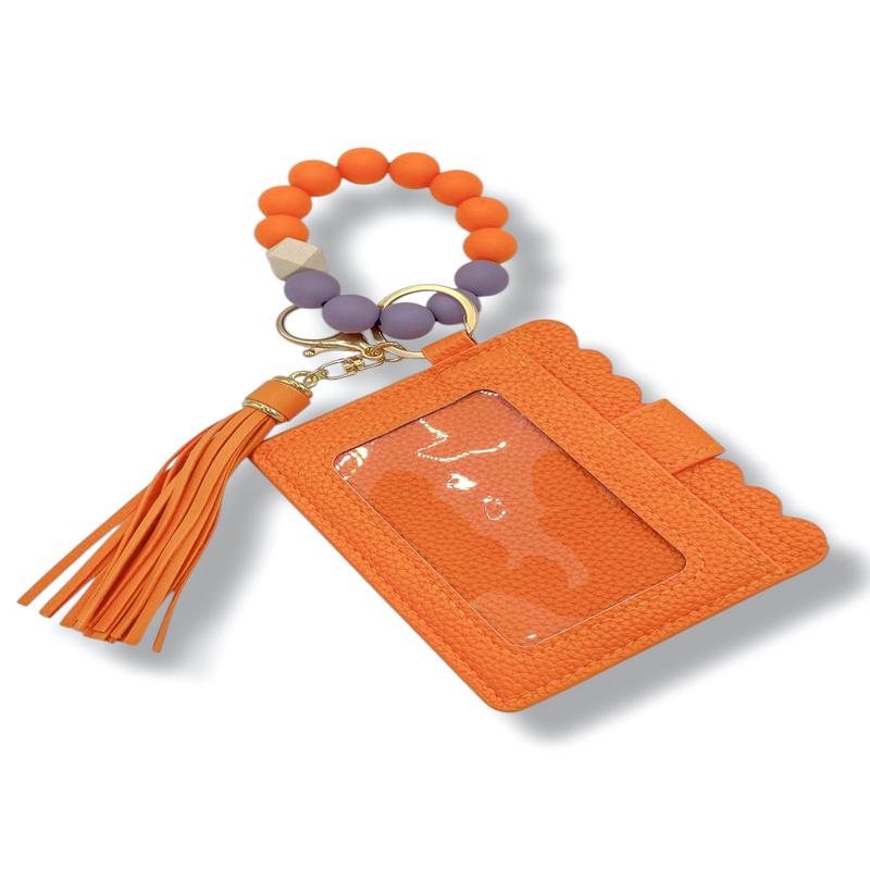On The Go Orange Card Holder Bracelet Keychain *Final Sale*